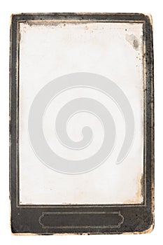 Vintage photo, old empty frame isolated on white background