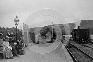 Vintage Photo 1902, Steam Train, Llanilar Station, Aberystwyth, Wales