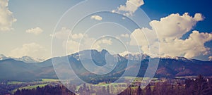 Vintage photo of Tatra mountains landscape