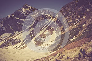 Vintage photo of Tatra mountains landscape