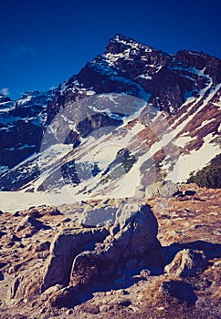 Vintage photo of Tatra mountains landscape