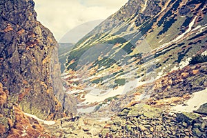 Vintage photo of Tatra mountains landscape