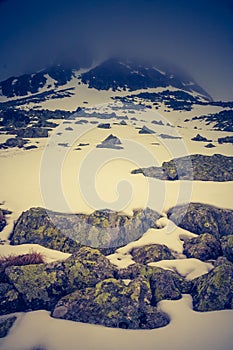 Vintage photo of Tatra mountains landscape