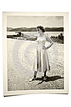 Vintage Photo Woman with Gun