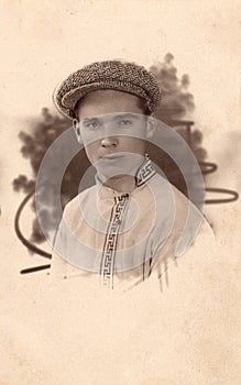 Vintage photo of a young man of twenty years old. Photo from 1929. USSR, Rostov