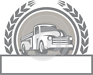 Vintage Pick Up Truck Circle Retro