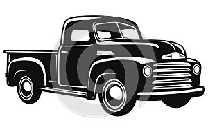 Vintage Pickup Truck Logo vector, Vintage Pickup Truck Logo Monochrome Design Style,