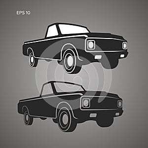 Vintage pickup truck vector illustration. Oldschool american car