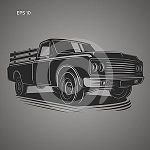 Vintage pickup truck vector illustration. Oldschool american car