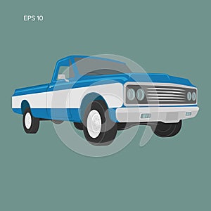 Vintage pickup truck vector illustration. Oldschool american car