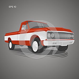 Vintage pickup truck vector illustration. Oldschool american car