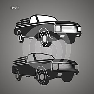 Vintage pickup truck vector illustration. Oldschool american car icon