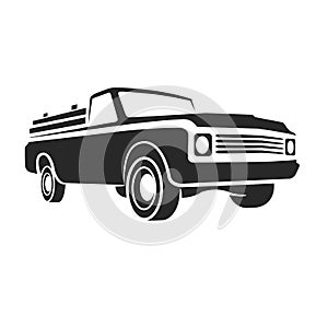 Vintage pickup truck vector illustration. Oldschool american car icon