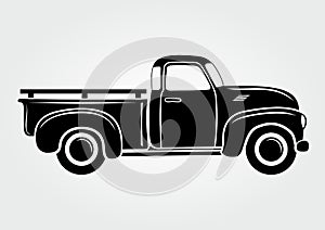 Vintage pickup, truck. Retro transport vehicle photo