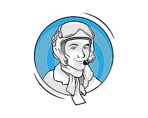 Vintage Pilot or Aviator Illustration with Simple Illustration, Patch and Badge Visual Style