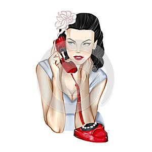 Vintage pin up girl on the phone