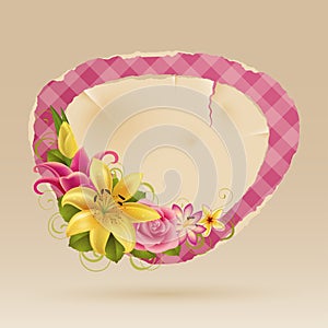 Vintage pink bubble for speech with flowers