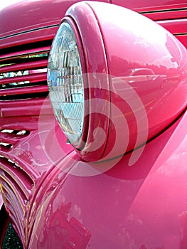 Vintage Pink Hot Rod & Headlight