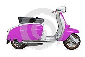 Vintage pink italian motorcycle - sixties - isolated on white background - Italy