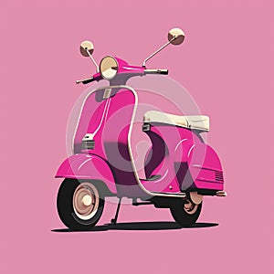 Vintage Pink Scooter On Magenta Background: Graphic Design Inspiration