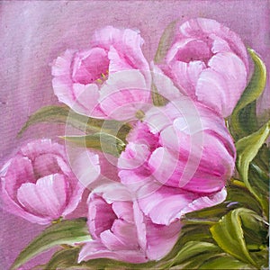 Vintage pink tulips.