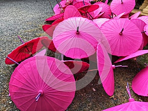 Vintage pink umbrellas, Handmade umbrella from Chiangmai Thailand