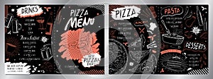 Vintage pizza/ pasta menu template - 2 x A4 210x297 mm