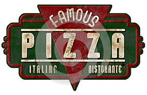 Vintage Pizza Restaurant sign tin ristorante Italian