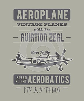Vintage plane aviation graphic illustration
