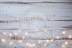 Vintage planked wood with lights