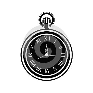 Vintage pocket watch icon isolated on white background. Old clock face with roman numerals. Vector illustration of clock