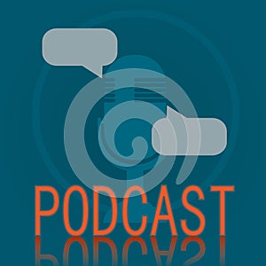 Vintage Podcast microphone on background vector