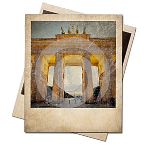 Vintage polaroid Berlin photo frame isolated