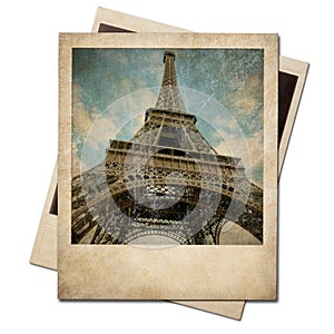 Vintage polaroid Eiffel tower instant photo photo