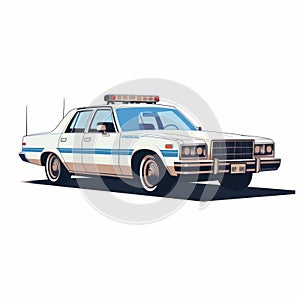Vintage Police Car Illustration In The Style Of William Eggleston
