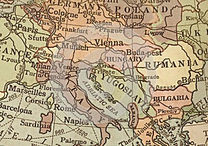 A vintage political map showing Italy in sepia.