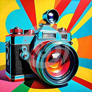 Vintage pop art color 35mm camera film roll