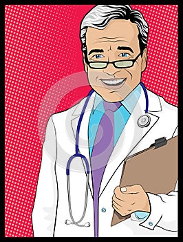 Vintage Pop Art Style Comic book Doctor