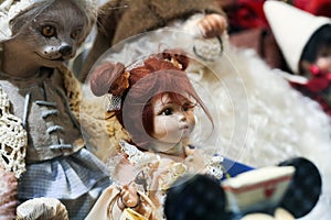 Vintage porcelain dolls in classical robes