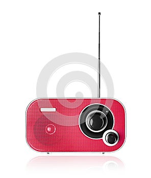 Vintage portable radio isolated on a white background