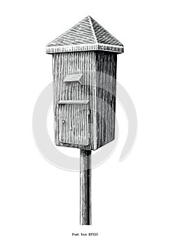 Vintage post box hand draw clip art isolated on white background