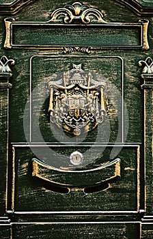 Vintage post box, postal office, mailbox and mail delivery