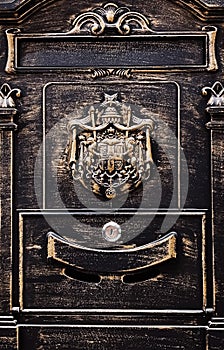 Vintage post box, postal office, mailbox and mail delivery