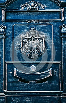 Vintage post box, postal office, mailbox and mail delivery