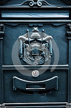 Vintage post box, postal office, mailbox and mail delivery