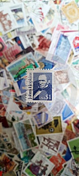 Vintage postage stamp in focus