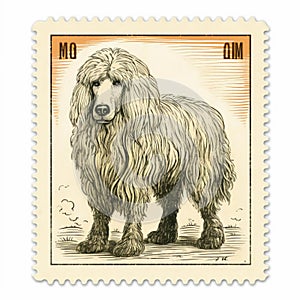 Vintage Postage Stamp With Poodle Image - Matthias Jung Style