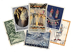 Vintage postage stamps from Greece.
