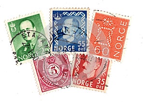 Vintage postage stamps from Norway.