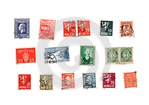 Vintage postage stamps from Norway.